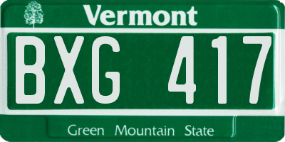 VT license plate BXG417