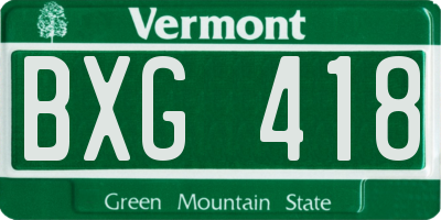 VT license plate BXG418
