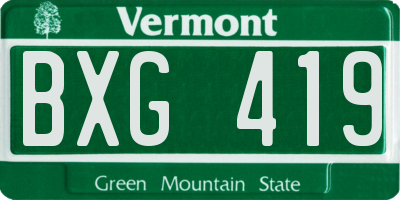 VT license plate BXG419
