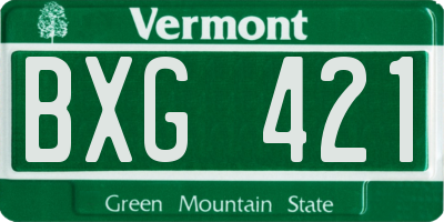 VT license plate BXG421