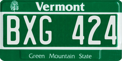 VT license plate BXG424