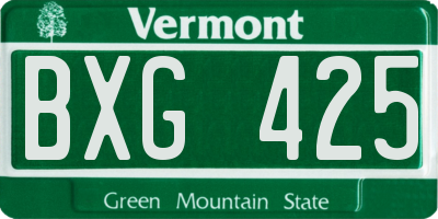 VT license plate BXG425