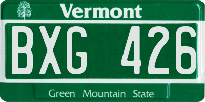 VT license plate BXG426