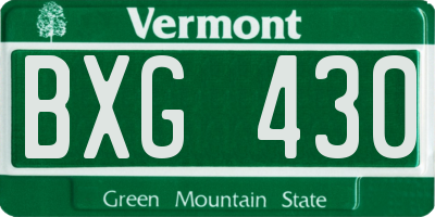 VT license plate BXG430