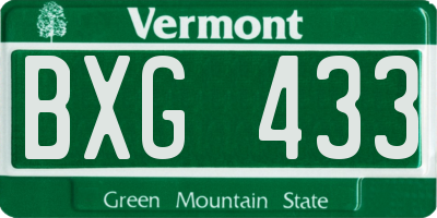 VT license plate BXG433