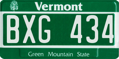VT license plate BXG434
