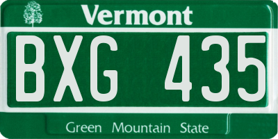 VT license plate BXG435