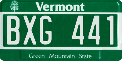 VT license plate BXG441