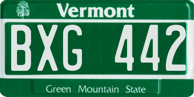 VT license plate BXG442