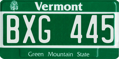 VT license plate BXG445