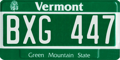 VT license plate BXG447