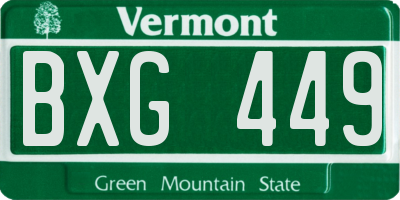 VT license plate BXG449