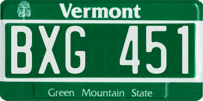 VT license plate BXG451