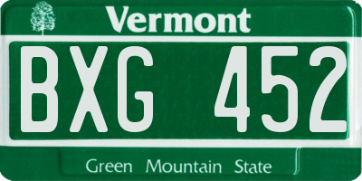 VT license plate BXG452