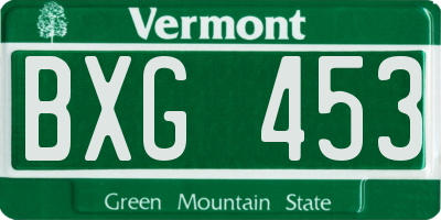 VT license plate BXG453