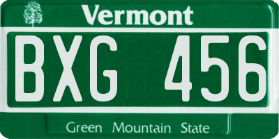 VT license plate BXG456