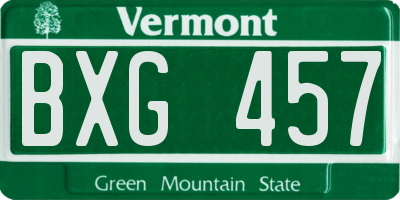 VT license plate BXG457