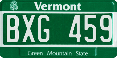 VT license plate BXG459
