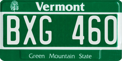 VT license plate BXG460