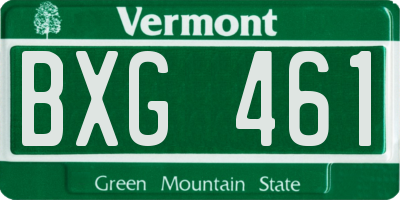 VT license plate BXG461
