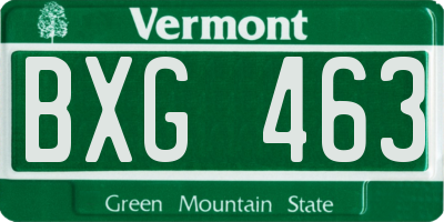 VT license plate BXG463