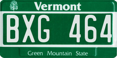 VT license plate BXG464