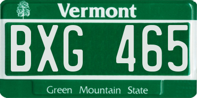 VT license plate BXG465