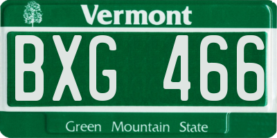 VT license plate BXG466