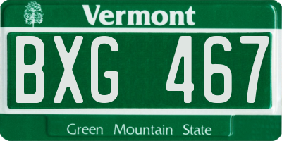 VT license plate BXG467