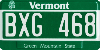 VT license plate BXG468