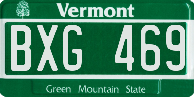VT license plate BXG469