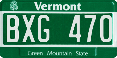 VT license plate BXG470