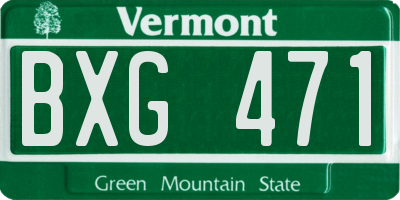 VT license plate BXG471