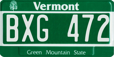 VT license plate BXG472