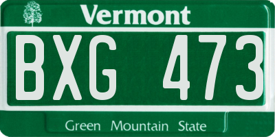 VT license plate BXG473