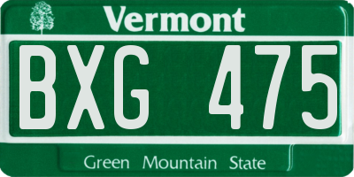 VT license plate BXG475