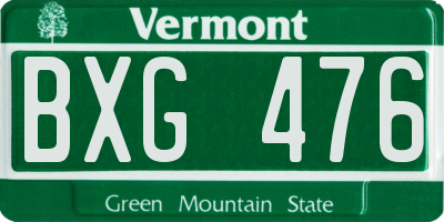VT license plate BXG476