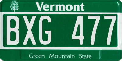 VT license plate BXG477