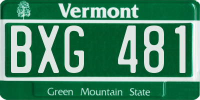 VT license plate BXG481