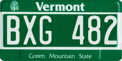 VT license plate BXG482