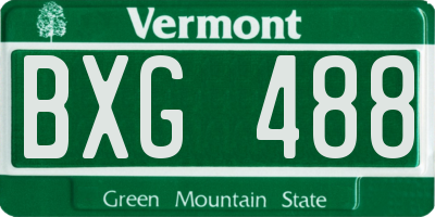 VT license plate BXG488