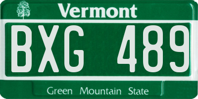 VT license plate BXG489