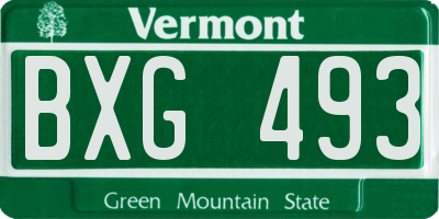 VT license plate BXG493