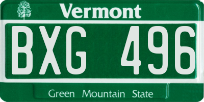 VT license plate BXG496