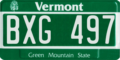VT license plate BXG497