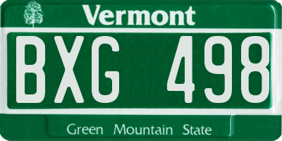 VT license plate BXG498