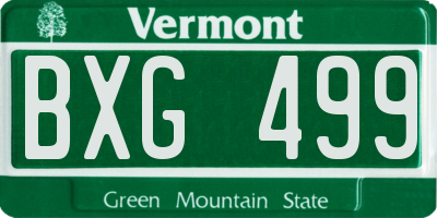 VT license plate BXG499