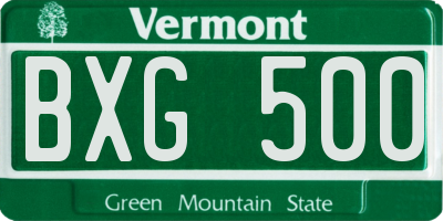 VT license plate BXG500