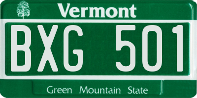 VT license plate BXG501
