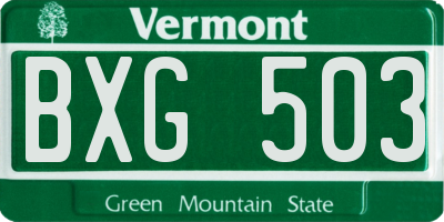 VT license plate BXG503